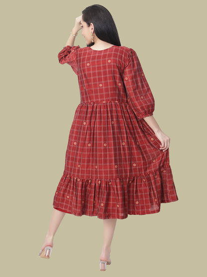 Handloom Dress in Handwoven Jamdani Cotton Fabric