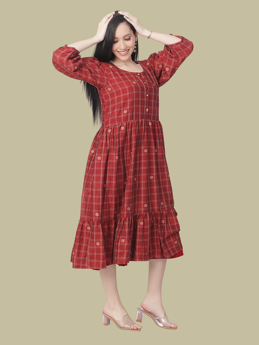 Handloom Dress in Handwoven Jamdani Cotton Fabric