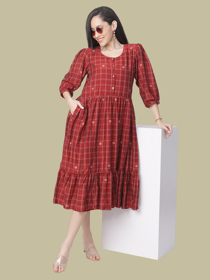 Handloom Dress in Handwoven Jamdani Cotton Fabric