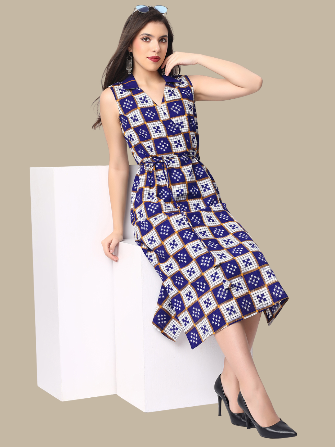 Exquisite cotton dress in Premium Handwoven Sambalpuri Ikat Fabric