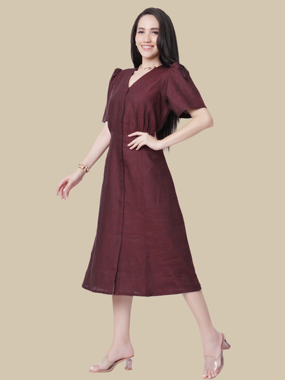 One Piece Dress in Pure Natural Linen Fabric