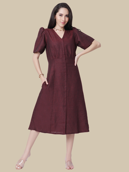 One Piece Dress in Pure Natural Linen Fabric