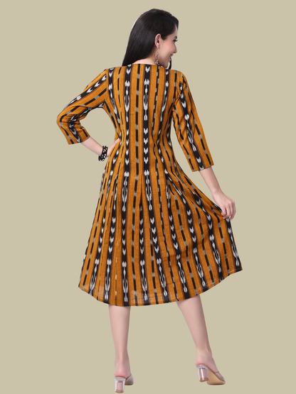 Cotton dress in Handloom Ikat Fabric