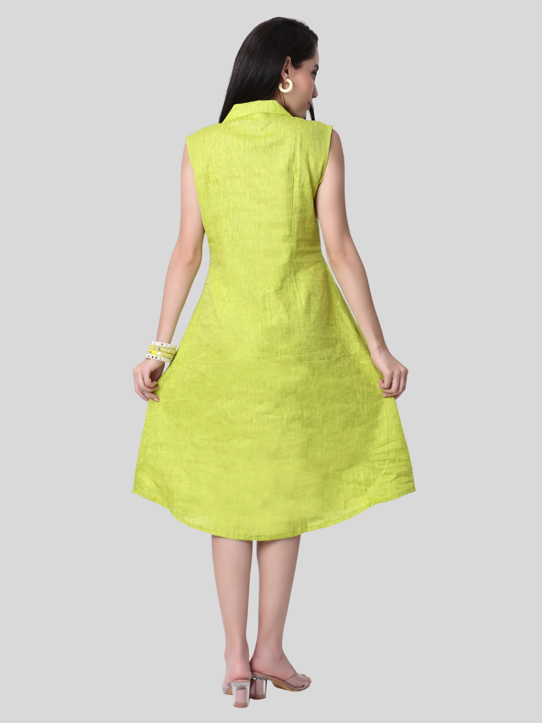 One Piece Dress in Pure Natural Linen Fabric