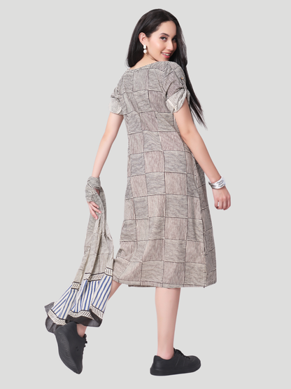 Handloom Cotton Dress in Hand Block printed Fabric