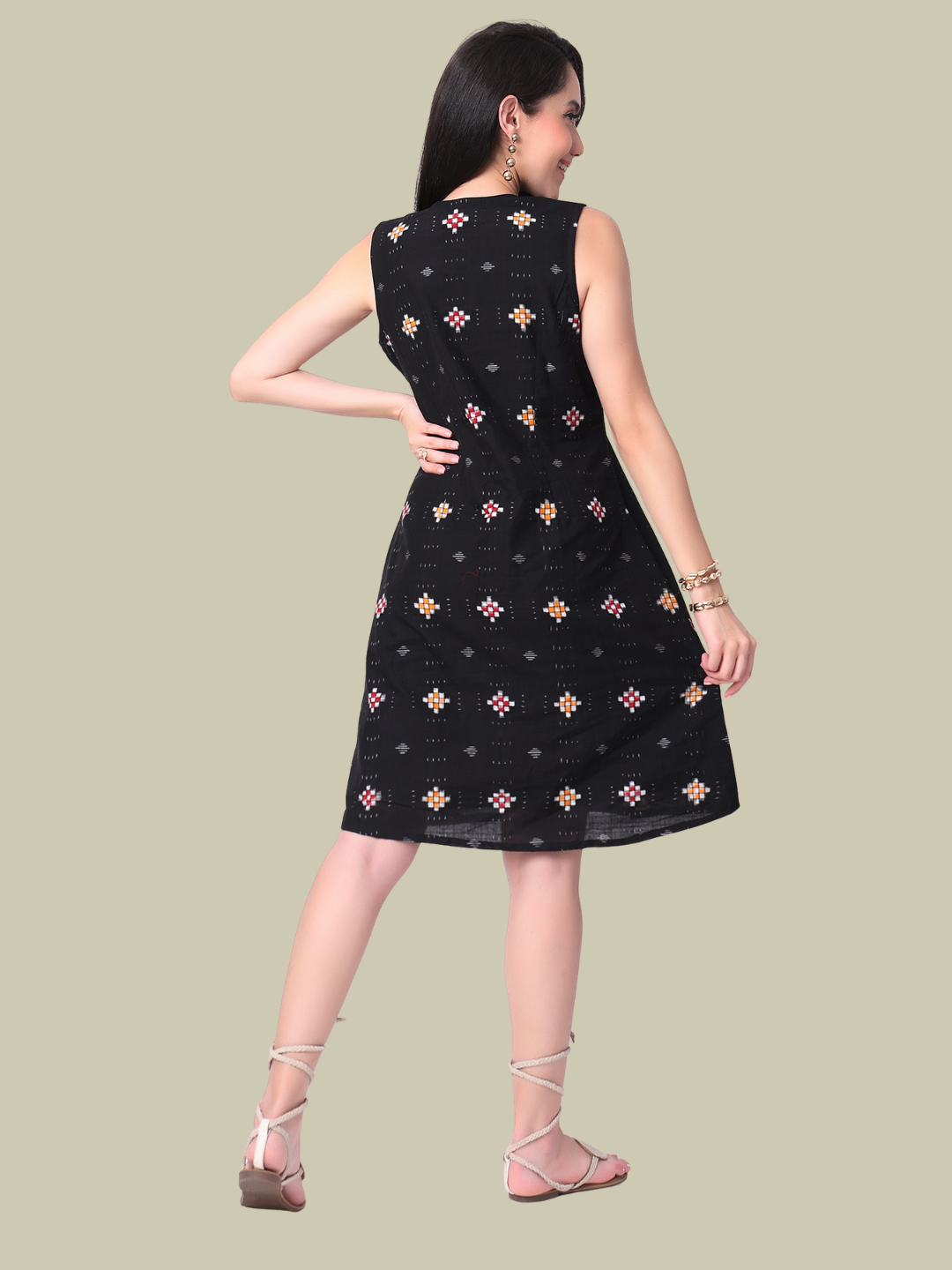Cotton One Piece Dress in Handloom Sambalpuri Ikat Fabric