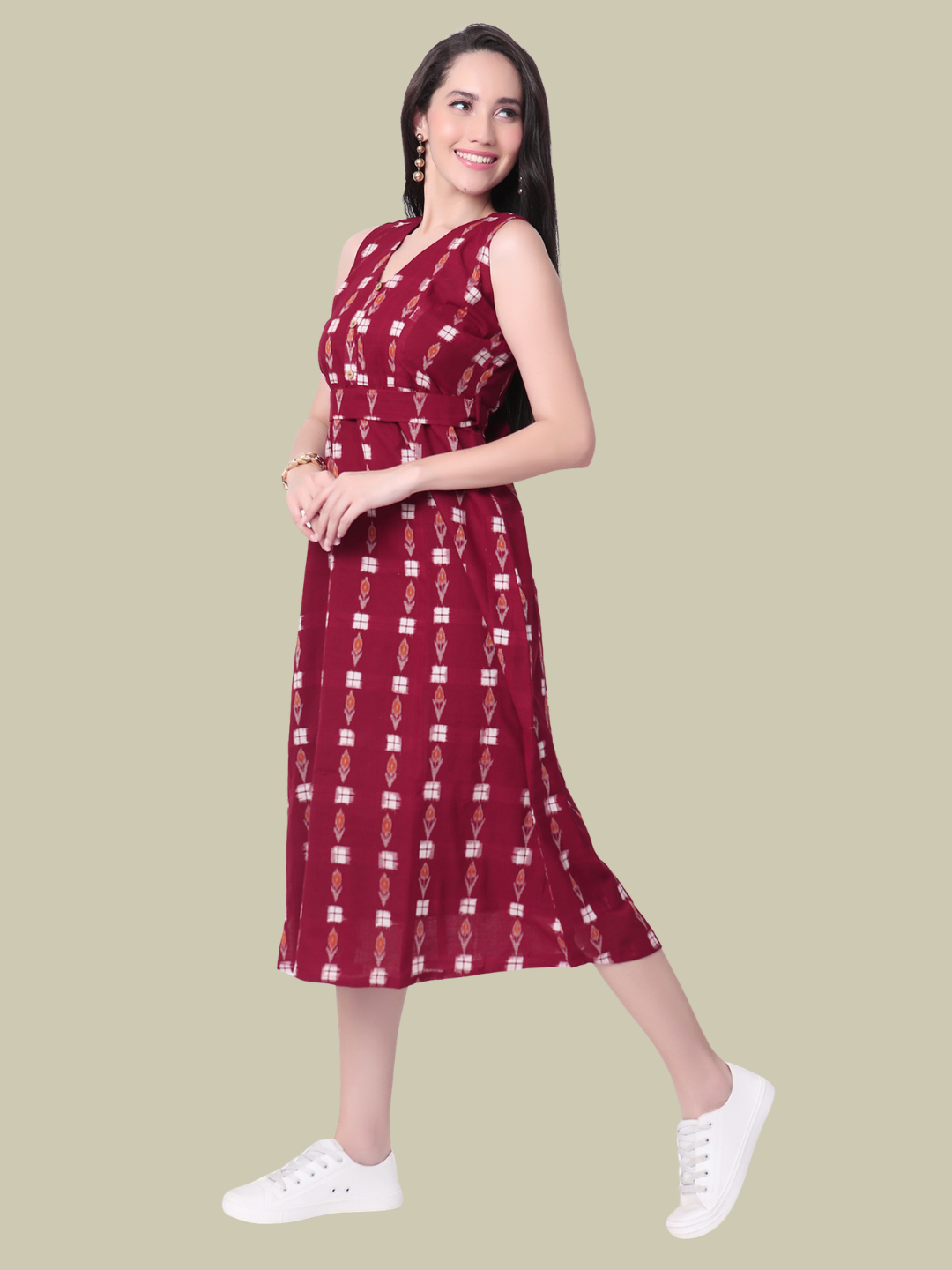 Cotton One Piece Dress in Handloom Sambalpuri Ikat Fabric