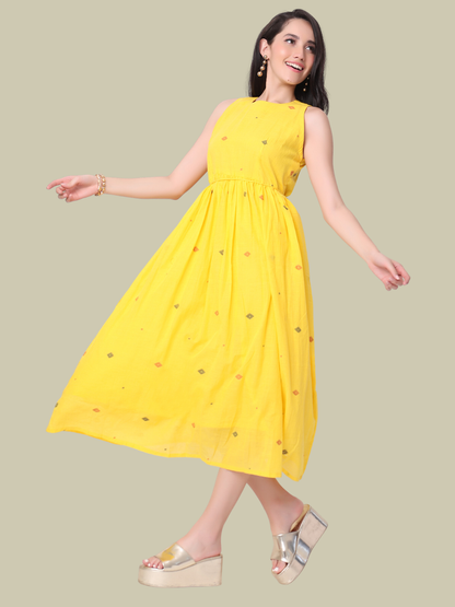 Pure Cotton Dress from Handwoven Jamdani Fabric