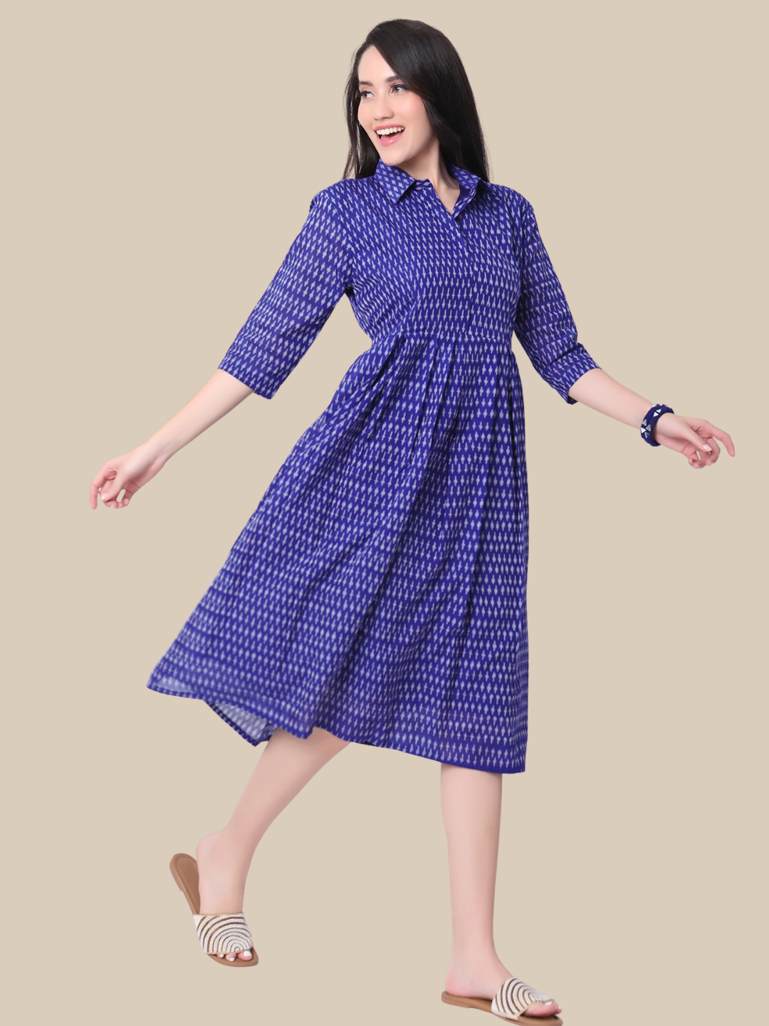 Cotton One Piece Dress in Handloom Sambalpuri Ikat Fabric