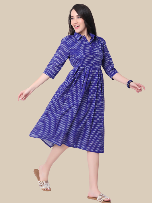 Cotton One Piece Dress in Handloom Sambalpuri Ikat Fabric