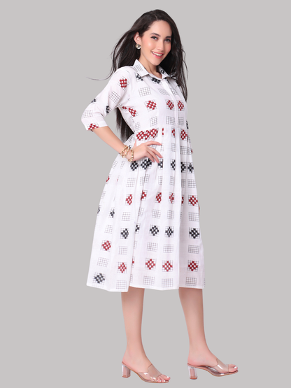 Cotton One Piece Dress in Handloom Sambalpuri Ikat Fabric