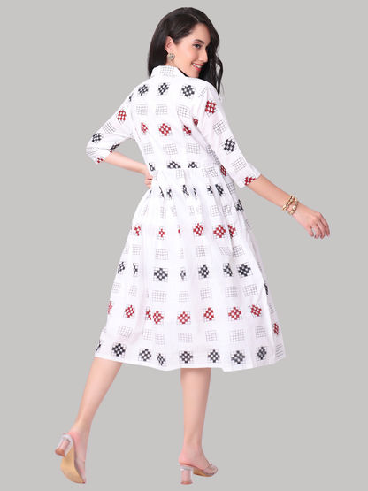 Cotton One Piece Dress in Handloom Sambalpuri Ikat Fabric