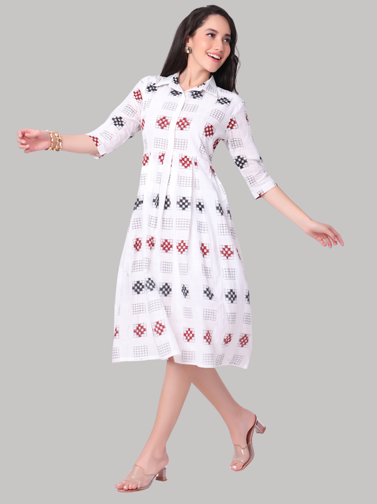 Cotton One Piece Dress in Handloom Sambalpuri Ikat Fabric