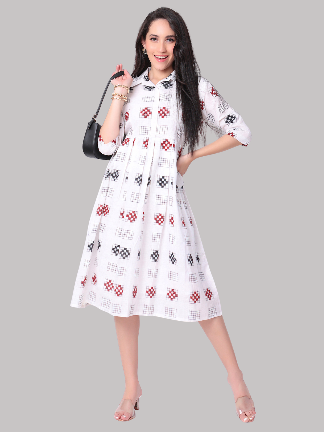 Cotton One Piece Dress in Handloom Sambalpuri Ikat Fabric