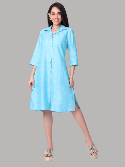 One Piece Dress in Pure Natural Linen Fabric