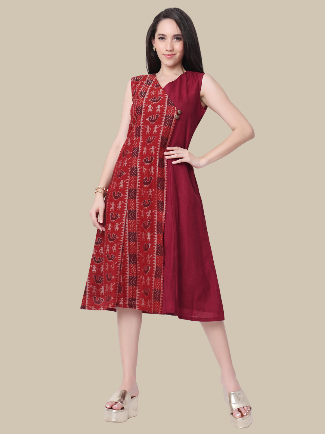 Cotton One Piece Dress in Handloom Sambalpuri Ikat Fabric