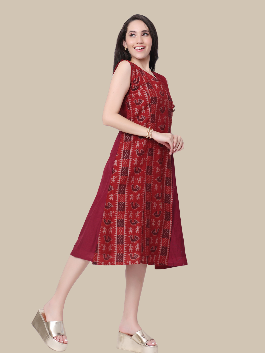 Cotton One Piece Dress in Handloom Sambalpuri Ikat Fabric