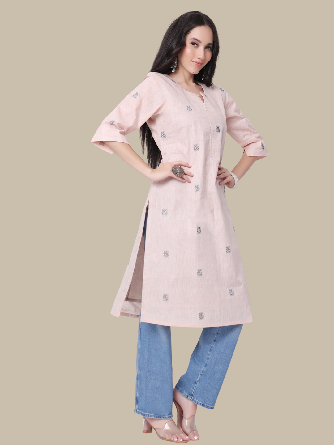 Pure Cotton Straight Kurti in Handloom Fabric