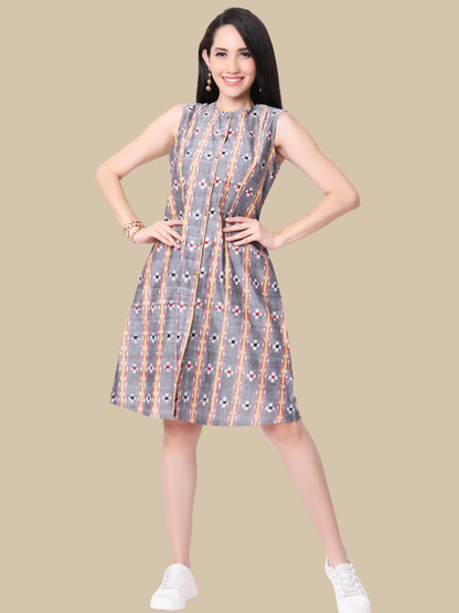 Cotton One Piece Dress in Handloom Sambalpuri Ikat Fabric
