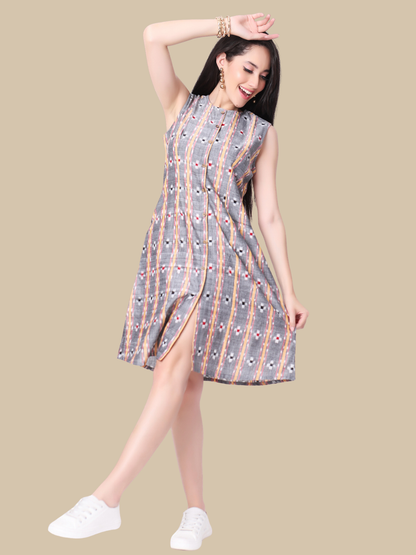 Cotton One Piece Dress in Handloom Sambalpuri Ikat Fabric