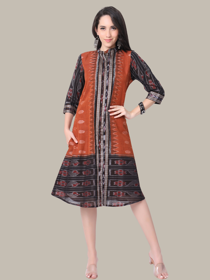 Cotton dress in Handwoven Sambalpuri Ikat Fabric