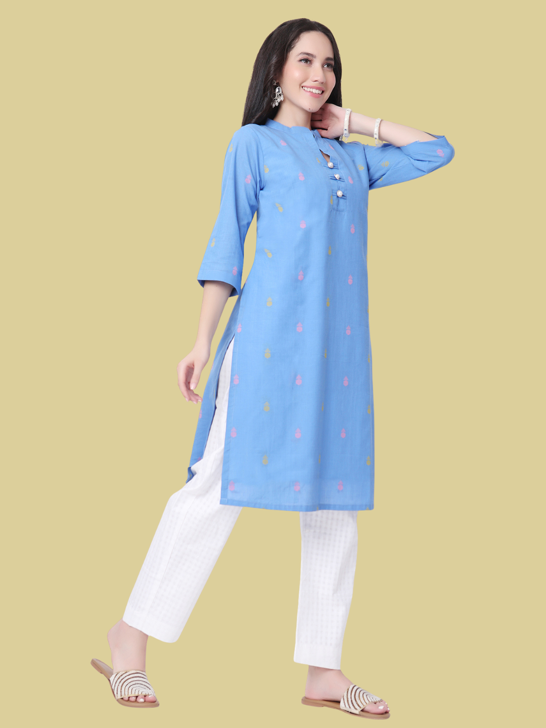 Pure Cotton Straight Kurti in Handloom Fabric