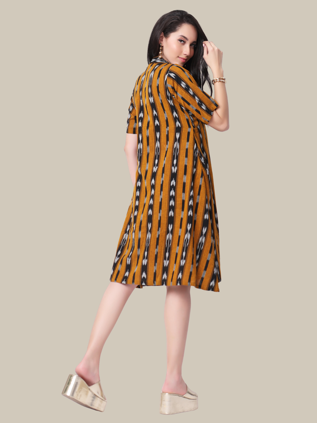 Pure Cotton dress in Handloom Ikat Fabric