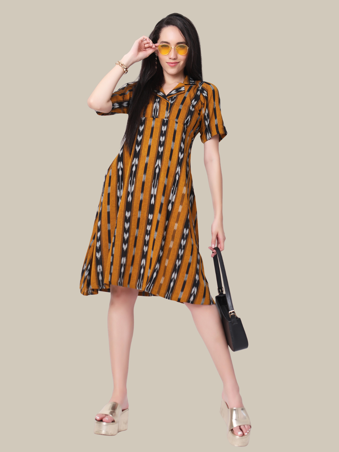 Pure Cotton dress in Handloom Ikat Fabric
