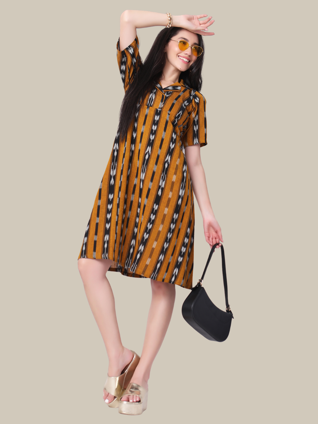 Pure Cotton dress in Handloom Ikat Fabric