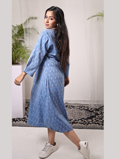 Cotton One Piece Dress in Handloom Ikat Fabric