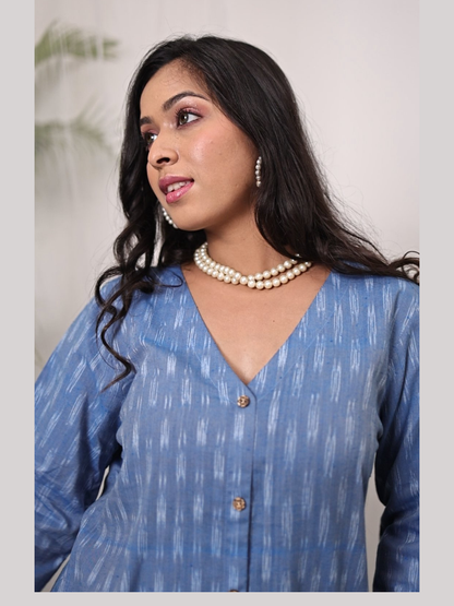 Cotton One Piece Dress in Handloom Ikat Fabric