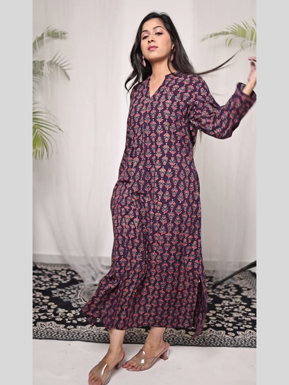 Pure Cotton Dress in Hand Block printed Fabric