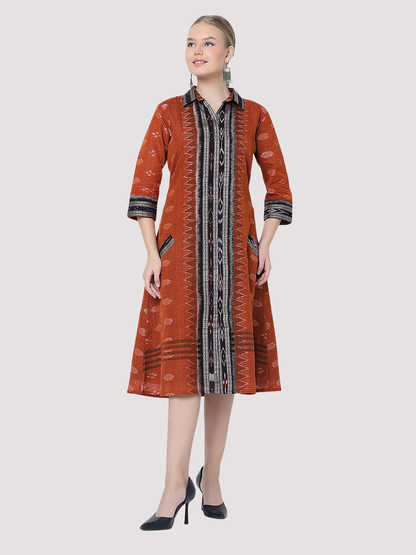 Cotton dress in Handwoven Sambalpuri Ikat Fabric