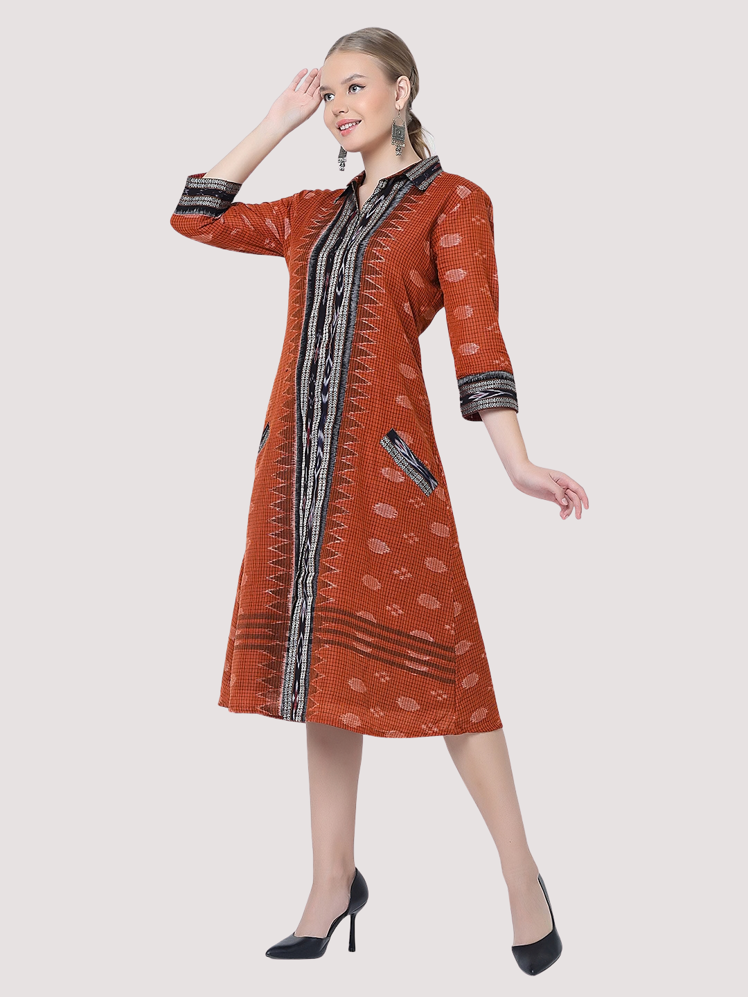 Cotton dress in Handwoven Sambalpuri Ikat Fabric