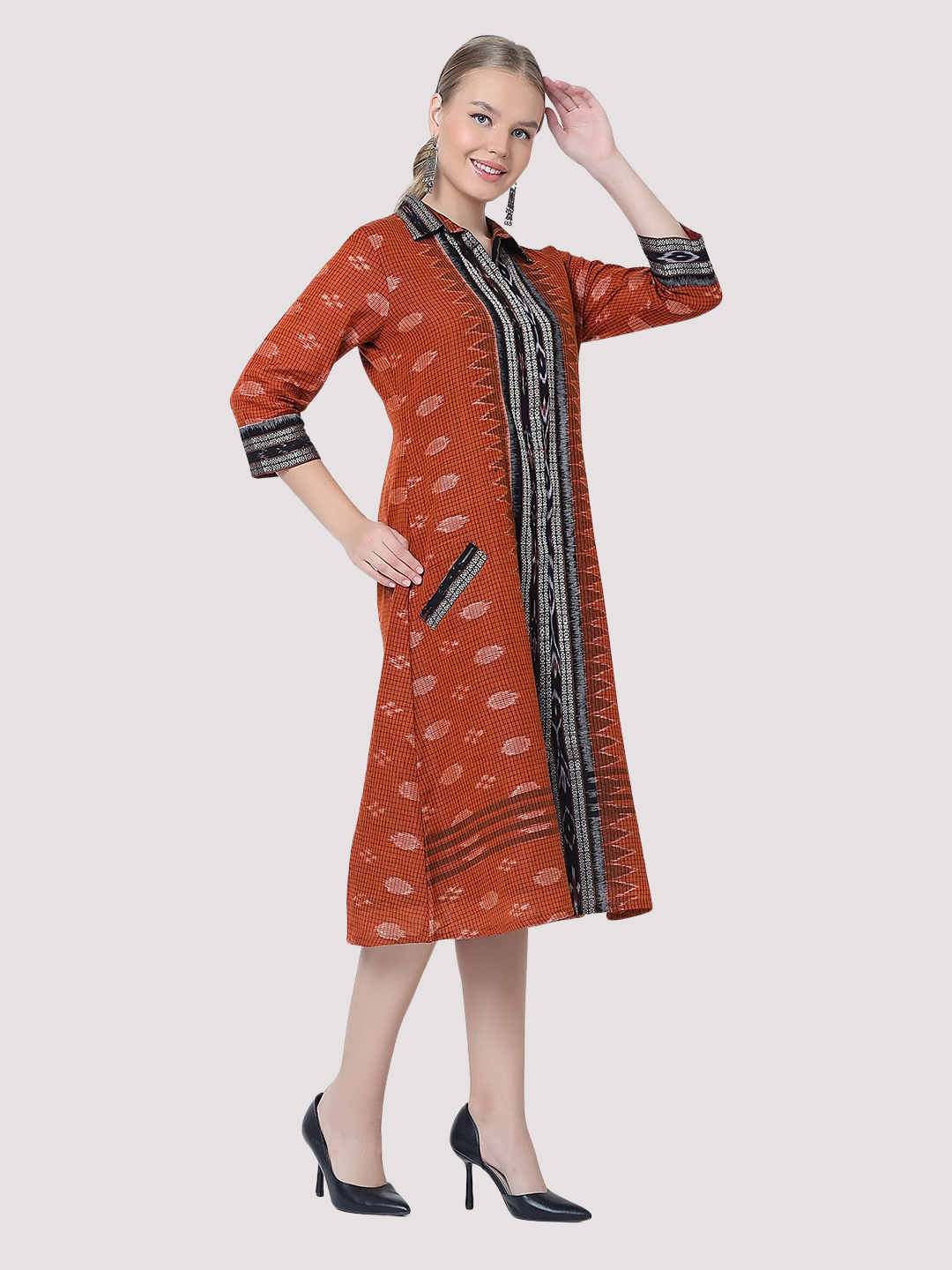 Cotton dress in Handwoven Sambalpuri Ikat Fabric