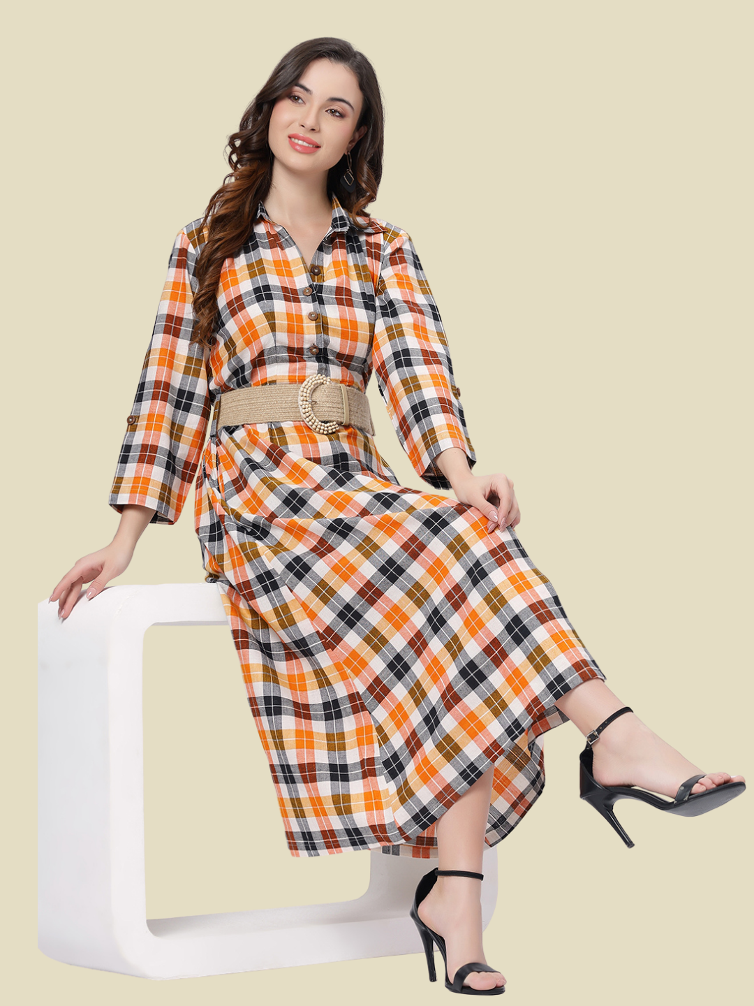 Cotton Dress in Handloom Muslin Khadi Fabric no.30
