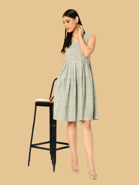 Handloom Cotton Dress in Muslin Khadi Fabric