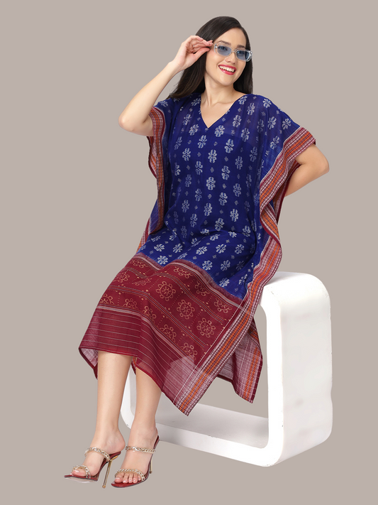 Exquisite Handloom Sambalpuri Ikat cotton Kaftan dress