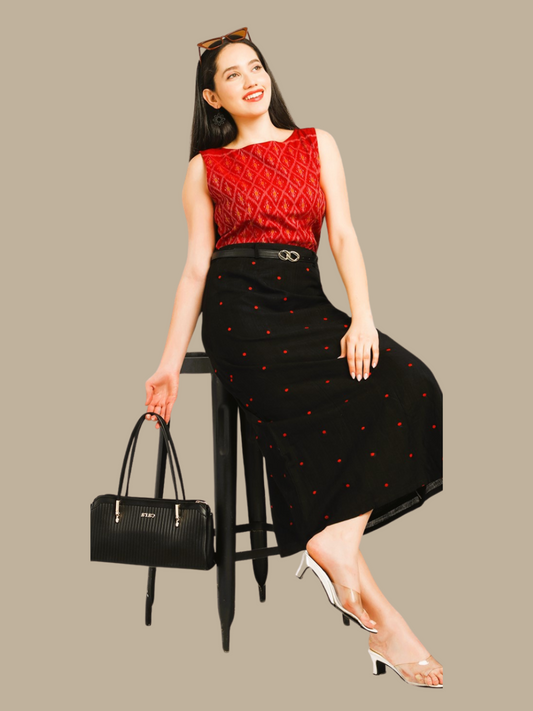 Cotton Two Piece Dress in Handloom Sambalpuri Ikat Fabric