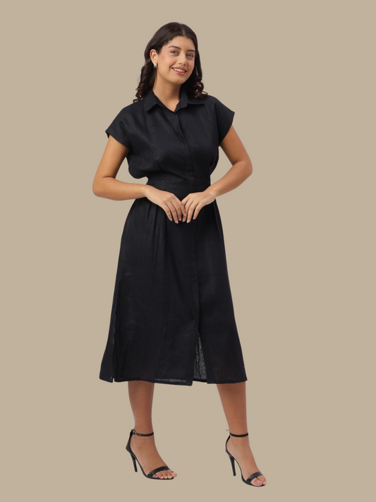 One Piece Dress in Pure Natural Linen Fabric