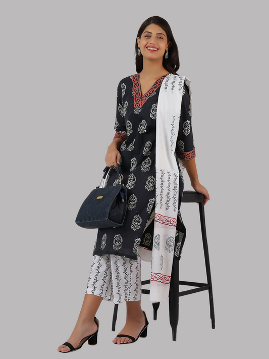 Handcrafted Cotton Kurti Set in Hand Block Printed  Fabric
