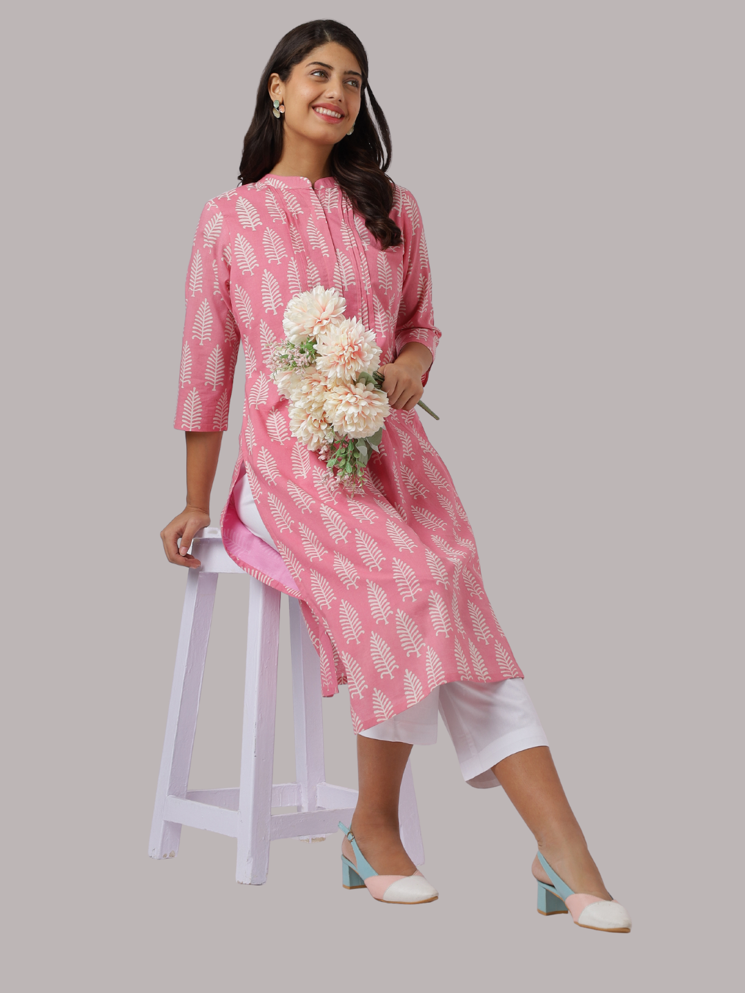 Pure Cotton Straight Kurti in Hand Block Printed Fabric