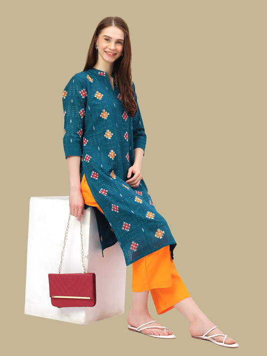 Handloom Sambalpuri Ikat Cotton Kurti and Pant Set