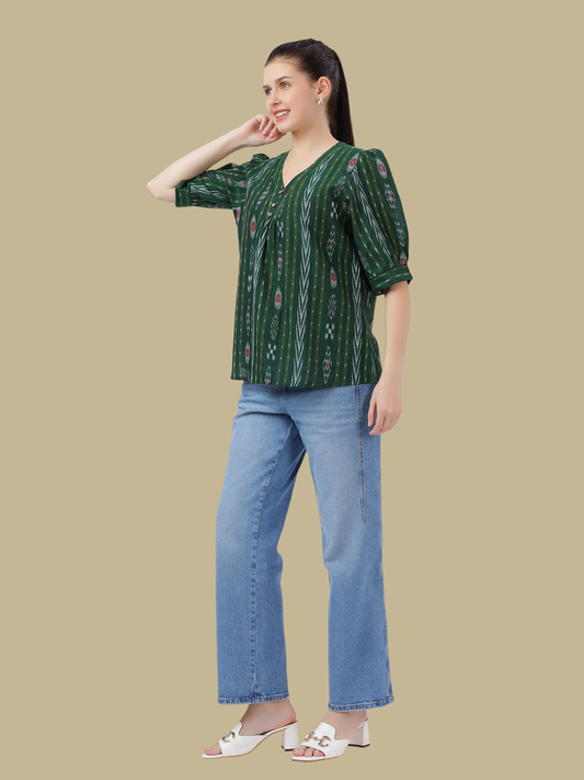 Handloom Sambalpuri Ikat Cotton Short Top
