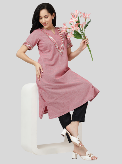 Pure Cotton A Line Kurti in Handloom Fabric