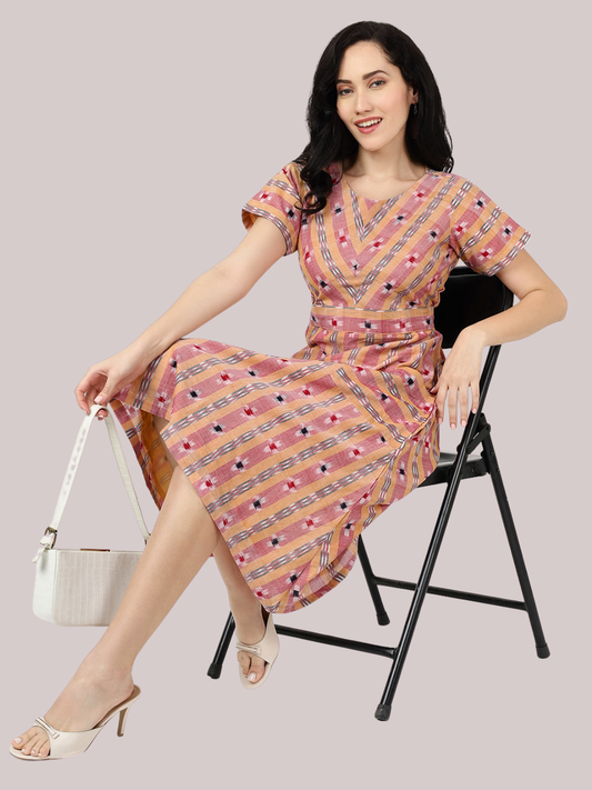 Cotton dress in Premium Handwoven Sambalpuri Ikat Fabric