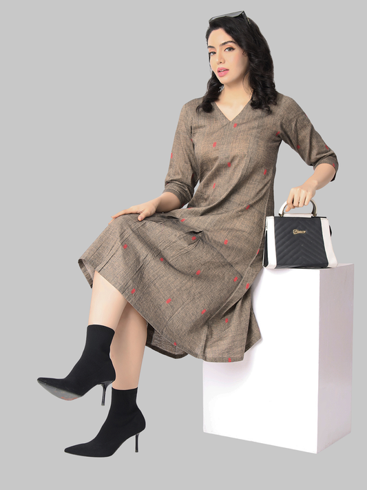 Handloom Dress in Handwoven Jamdani Cotton Fabric