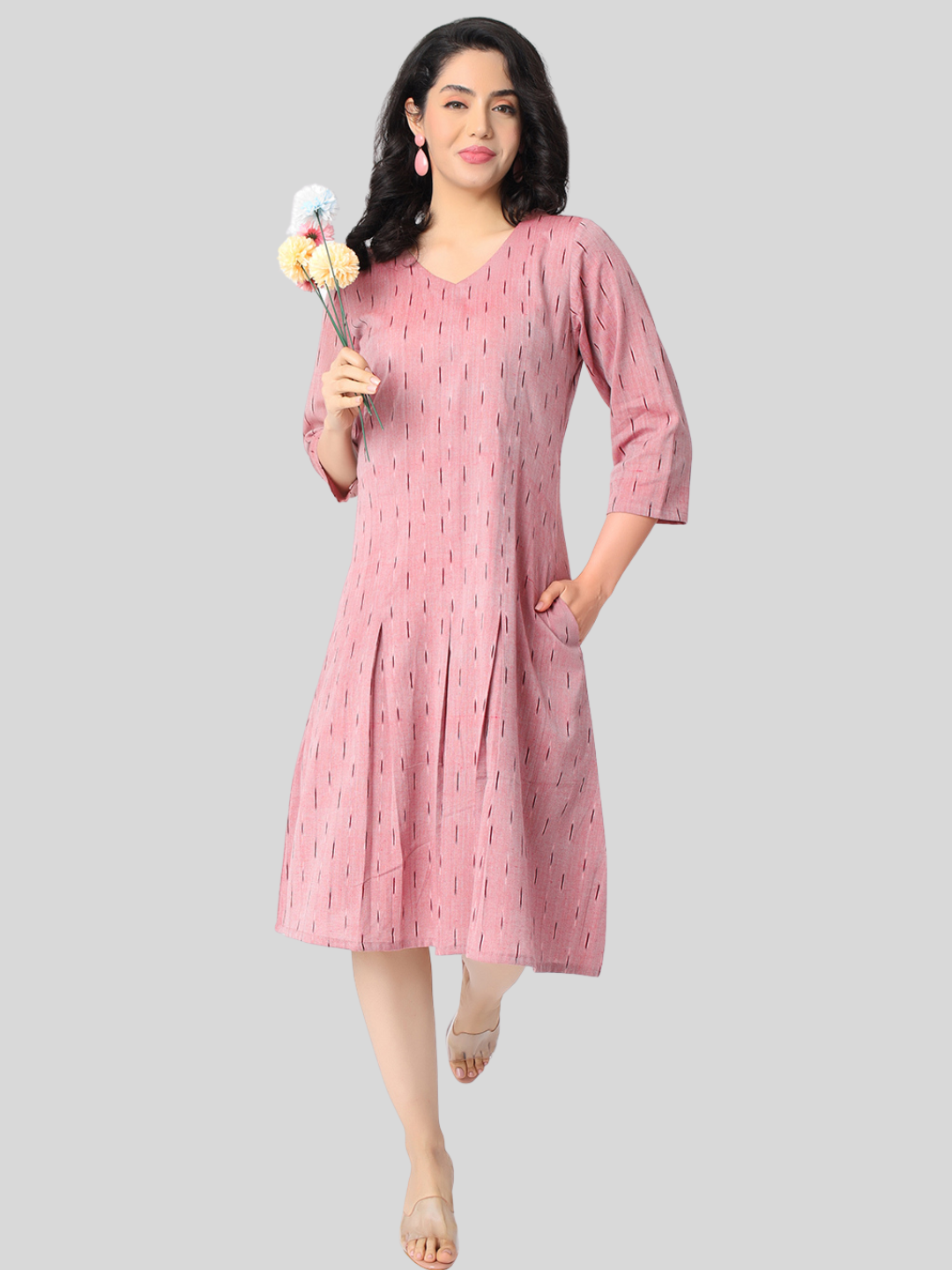 Handloom Dress in Handwoven Ikat Cotton Fabric