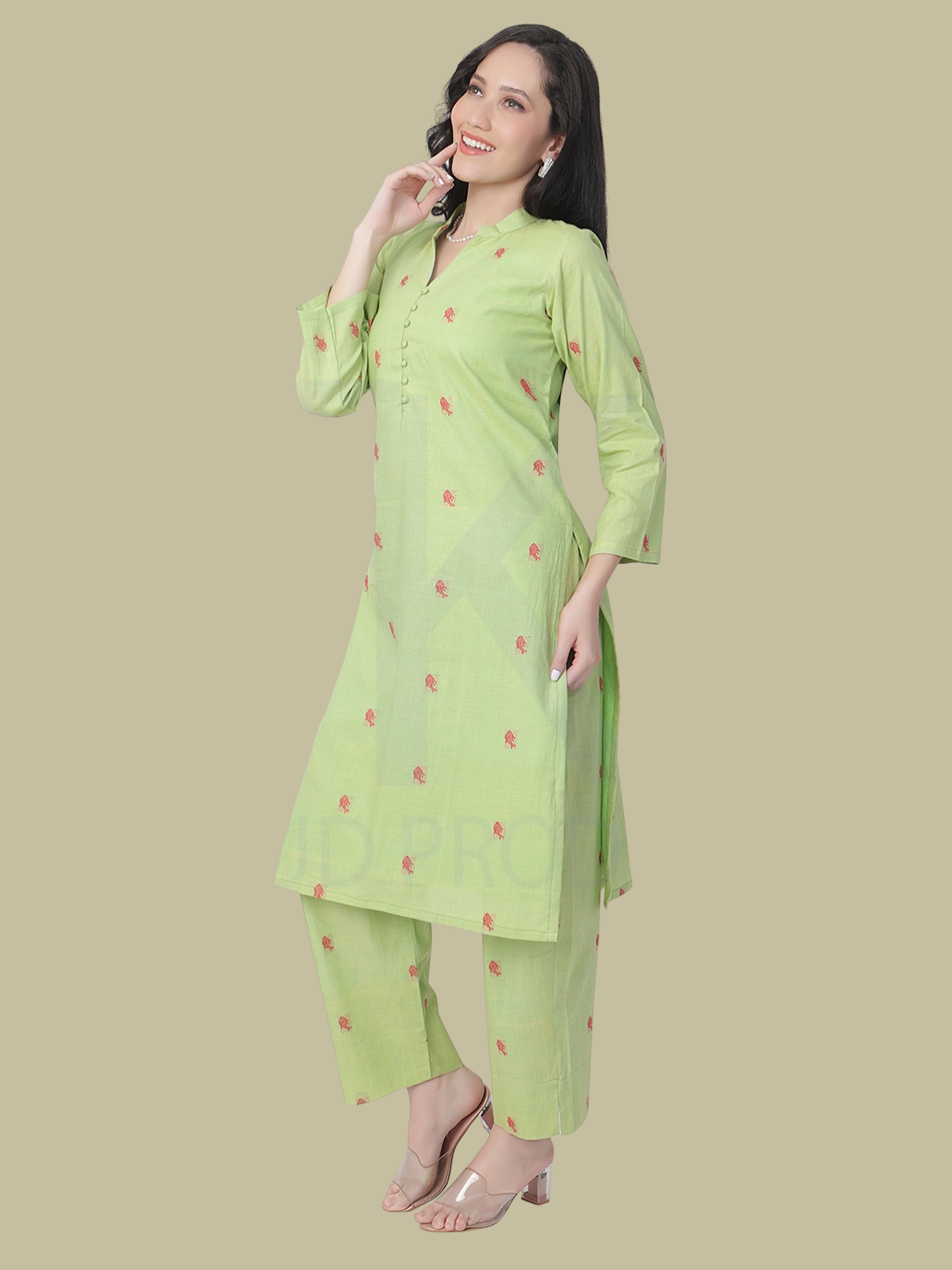 Cotton Kurti and Pant Set in Handwoven Jamdani Cotton Fabric