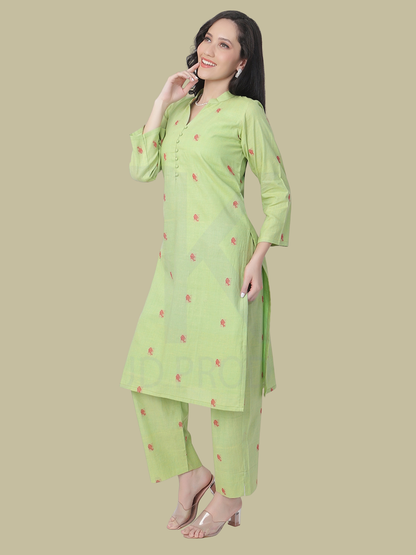 Cotton Kurti and Pant Set in Handwoven Jamdani Cotton Fabric